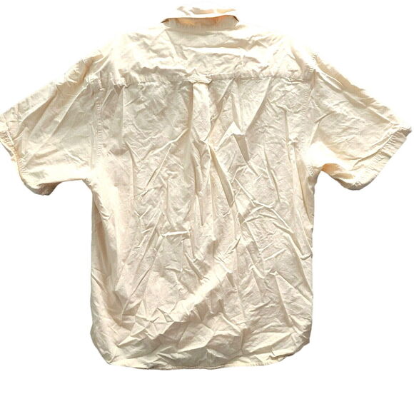 Columbia Sports Wear Mens Button Up Shirt Yellow Size Medium 100% Cotton Pockets - Picture 2 of 12